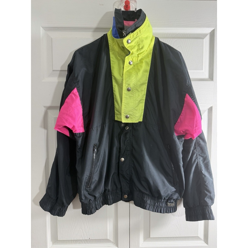 Vtg Pro Gear Windbreaker Jacket Mens size  small  black  Colorblock full zip
